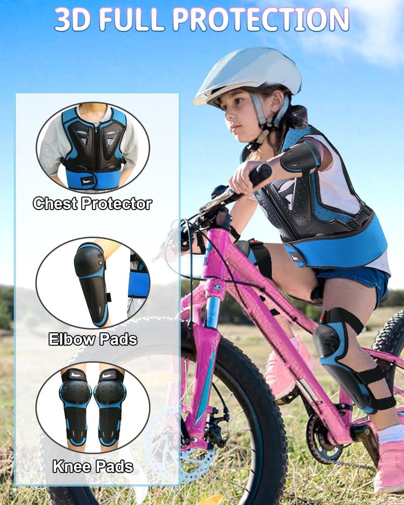 StarknightMT Kids Motorcycle Armor Suit - Blue Protective Gear Set for Dirt Bike, Skateboarding, Skiing - Image 3