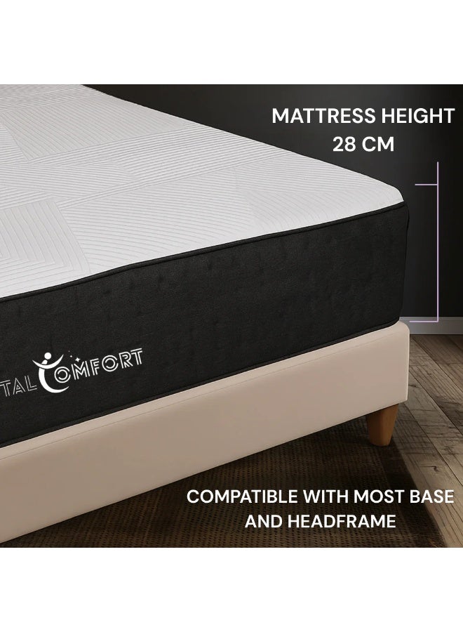 TOTAL COMFORT TC Florence Gel Memory Foam Hybrid Mattress with Breathable Zipper Cover-28cm Super King Mattress|Pocket Spring with Motion Isolation|Edge Support and Ergonomic Design for Pressure Relief (200x200cm) - Image 2