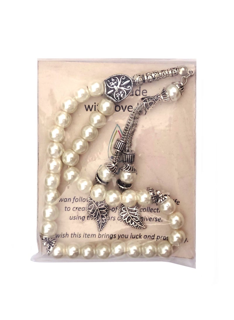 Alwan 33 Count Muslim Prayer Beads - Pearl White  - Image 3