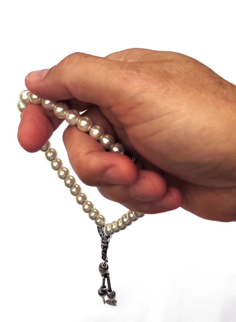 Alwan 33 Count Muslim Prayer Beads - Pearl White  - Image 2