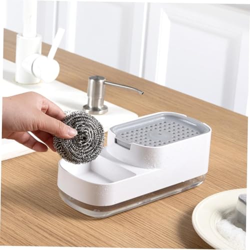SILENCIO Plastic Soap Dispenser for Kitchen and Bathroom - Countertop Pump for Liquid Dish Soap - Addy Sink Soap Holder, White - Image 4