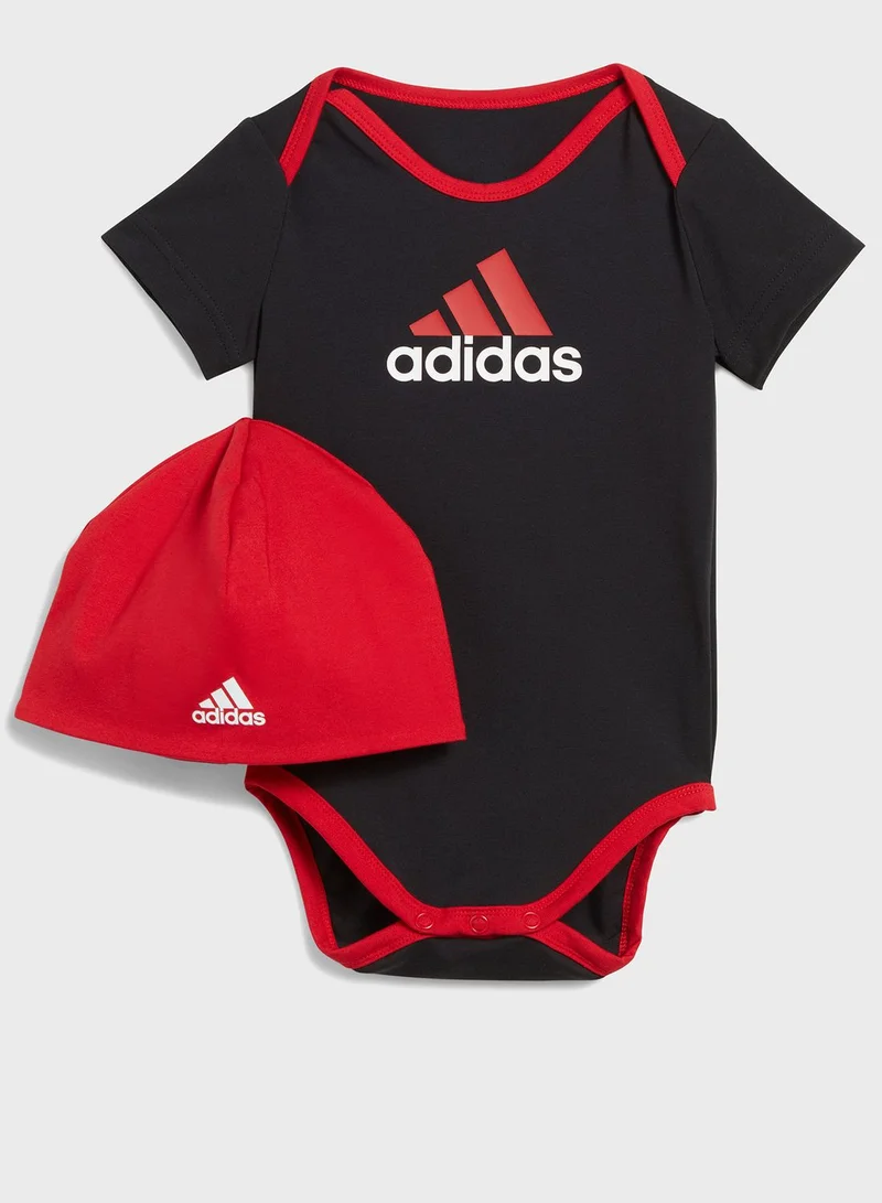 Adidas Essentials Big Logo Bodysuit And Beanie Gift Set Kids