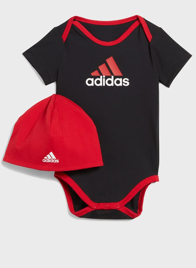 Adidas Essentials Big Logo Bodysuit And Beanie Gift Set Kids