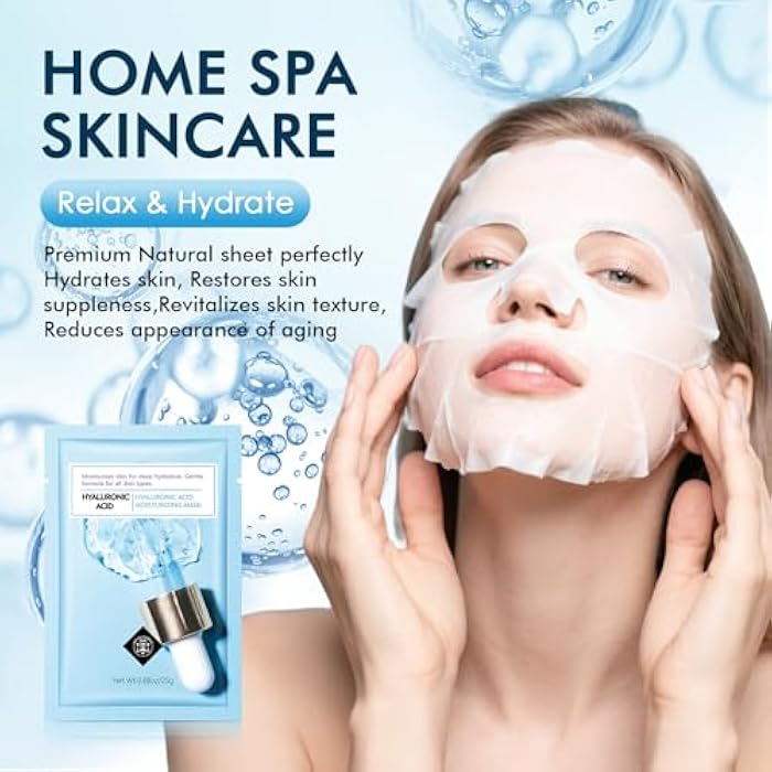 IREV Hyaluronic Acid Face Mask, Face Masks Skincare, Hydrating Mask For Face,Deep Moisturizing Face Sheet Mask, Facial Mask For All Skintypes, After Sun Face Mask, Hydrating Face Masks, Pack Of 10 - Image 5