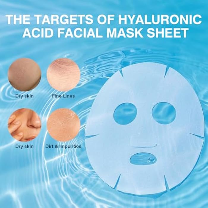IREV Hyaluronic Acid Face Mask, Face Masks Skincare, Hydrating Mask For Face,Deep Moisturizing Face Sheet Mask, Facial Mask For All Skintypes, After Sun Face Mask, Hydrating Face Masks, Pack Of 10 - Image 3
