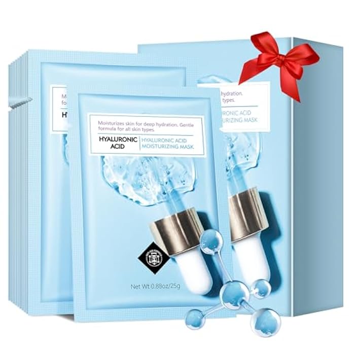 IREV Hyaluronic Acid Face Mask, Face Masks Skincare, Hydrating Mask For Face,Deep Moisturizing Face Sheet Mask, Facial Mask For All Skintypes, After Sun Face Mask, Hydrating Face Masks, Pack Of 10 - Image 1