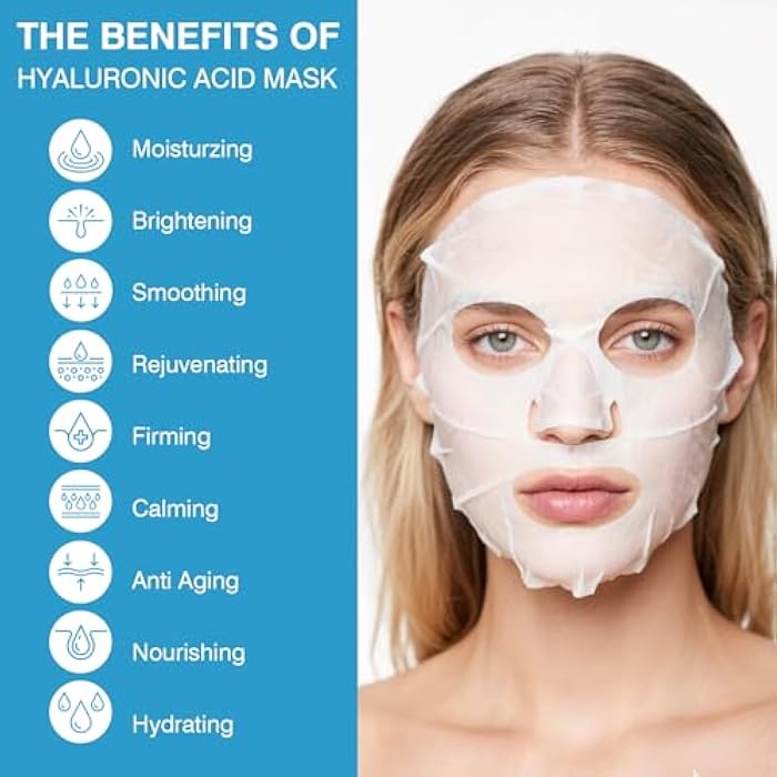 IREV Hyaluronic Acid Face Mask, Face Masks Skincare, Hydrating Mask For Face,Deep Moisturizing Face Sheet Mask, Facial Mask For All Skintypes, After Sun Face Mask, Hydrating Face Masks, Pack Of 10 - Image 2