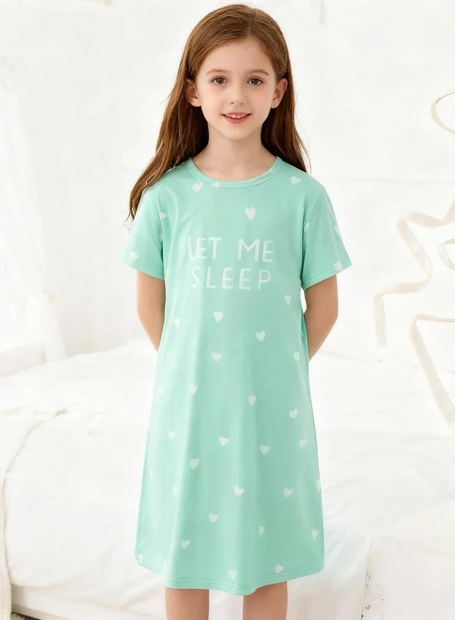 Take Two  Girls Green Heart Print Short Sleeve Nightdress for Women | Best Price UAE