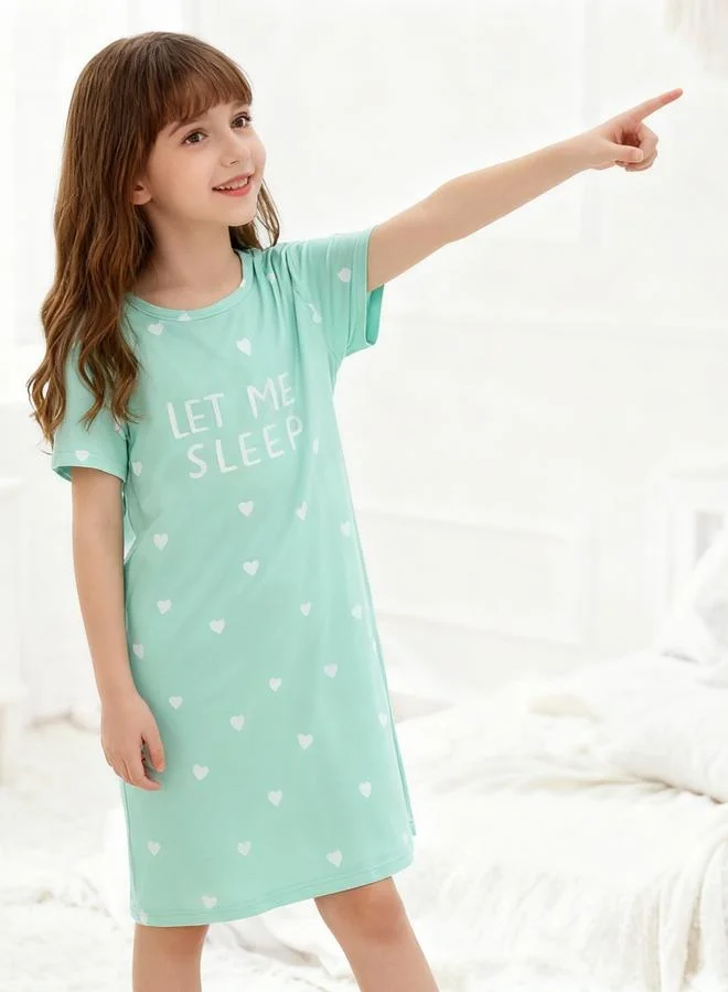 Take Two  Girls Green Heart Print Short Sleeve Nightdress for Women | Best Price UAE