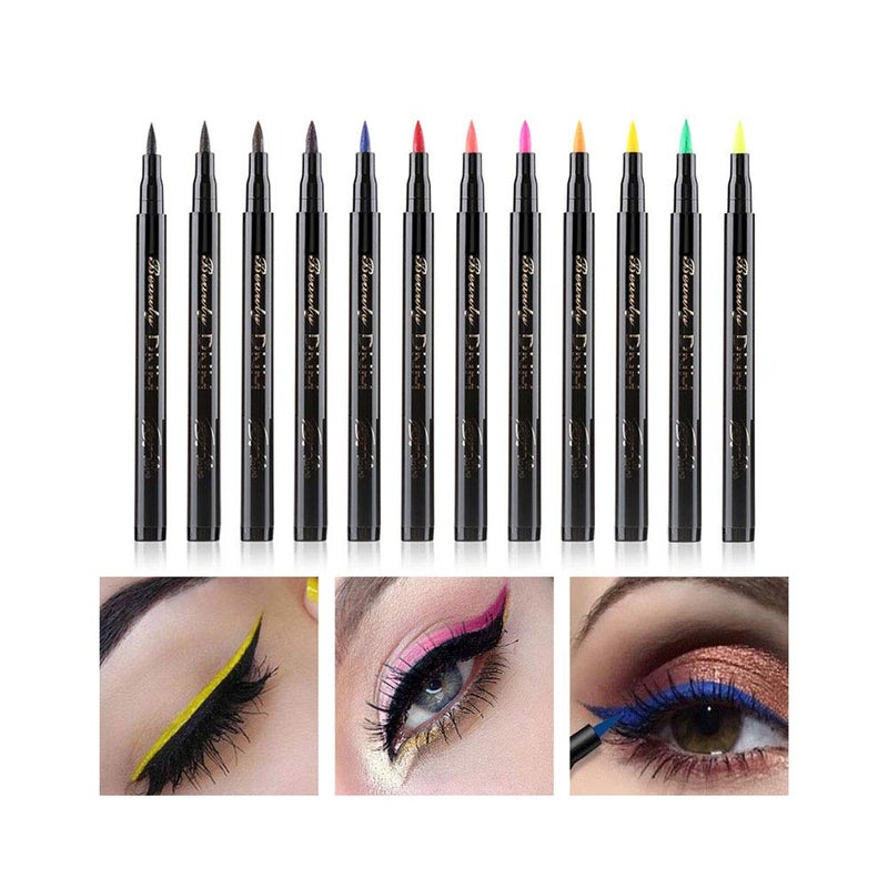 DNM Cat Eye Makeup Waterproof Neon Colorful Liquid Eyeliner Pen Make Up Comestics Long-lasting Black Eye Liner Pencil Makeup Tools (orange) - Image 2
