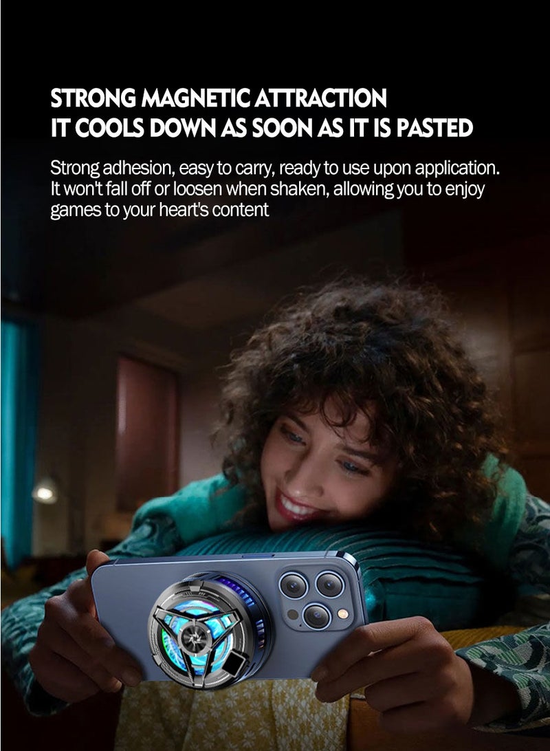 بيروي مبرد الهاتف المغناطيسي، مروحة تبريد مع مشبك، ثلاث سرعات قابلة للتعديل، عرض درجة الحرارة، لحامل البث المباشر، مبرد هاتف محمول بأشباه الموصلات عبر USB. متوافق مع مراوح تبريد الهاتف واللوحي، مبرد هاتف صغير صامت للأجهزة المحمولة والألواح وأجهزة الكمبيوتر. - Image 4
