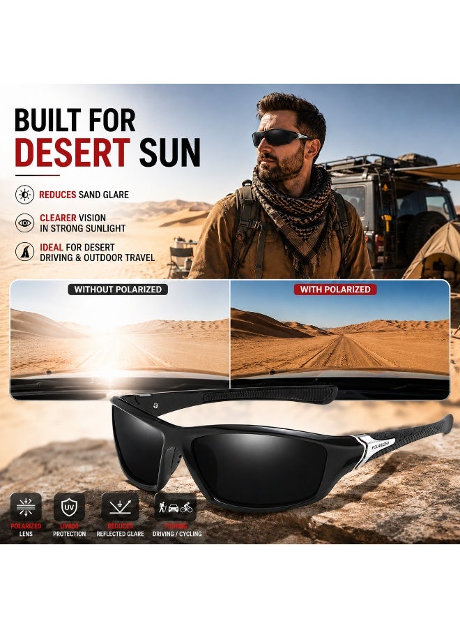 Polarized Sports Sunglasses for Men, UV400 Anti-Glare Eyewear for Fishing, Cycling, Driving, Hiking, Outdoor Activities — Lightweight TR90 Frame - Image 5