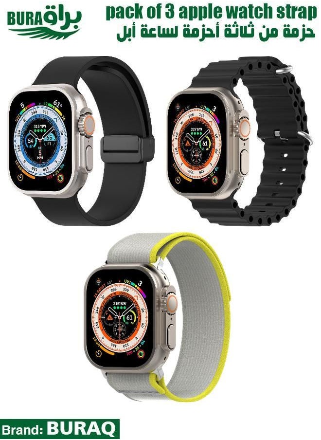 BURAQ - Apple Watch Band Strap For Apple Watch Ultra 2/Ultra 49mm, Series 10 46mm, 9/8/7 45mm, SE2/SE/6/5/4 44mm, 3/2/1 42mm - Image 1