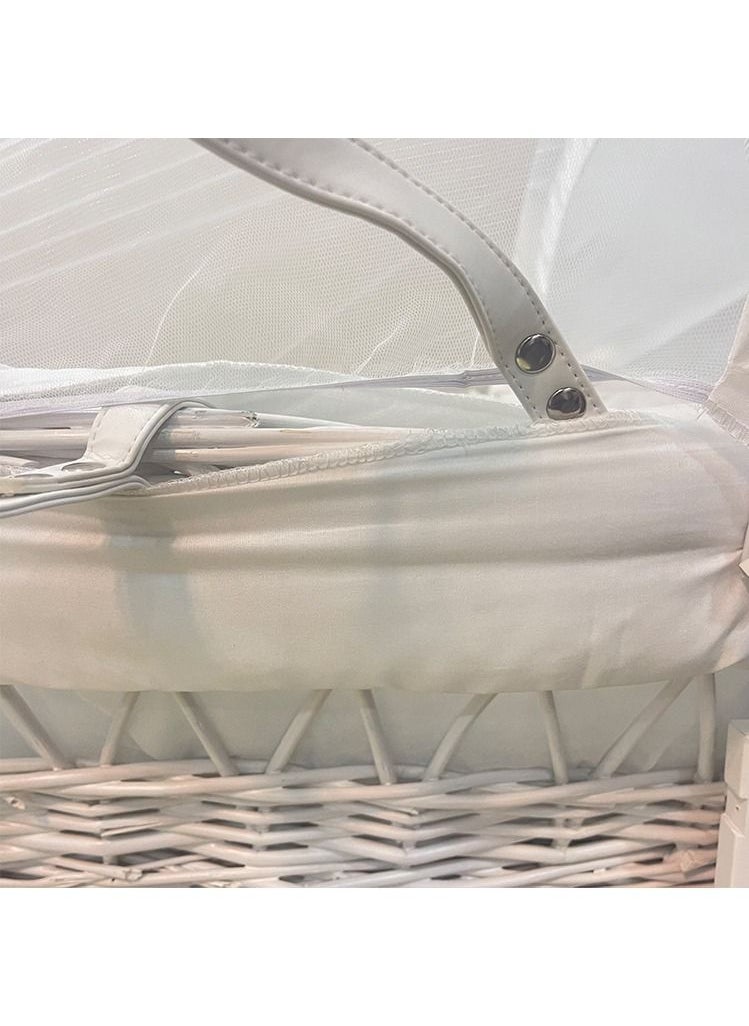 FUN MOMENT - Moses Basket Cradle with Rocking Stand White - Image 1
