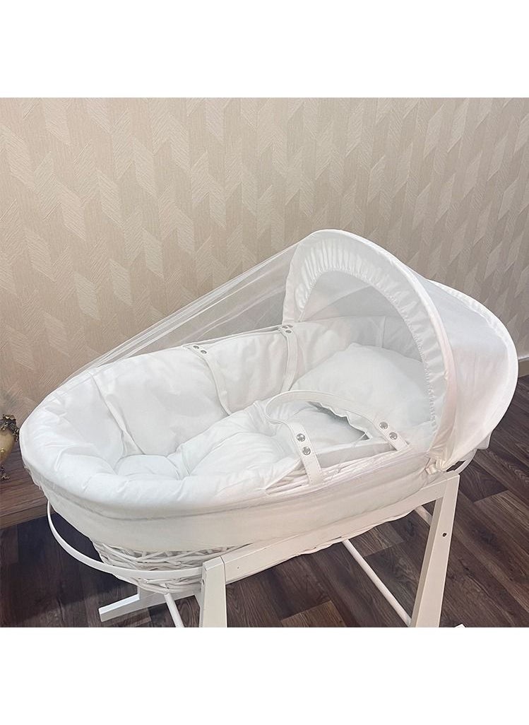 FUN MOMENT - Moses Basket Cradle with Rocking Stand White - Image 1