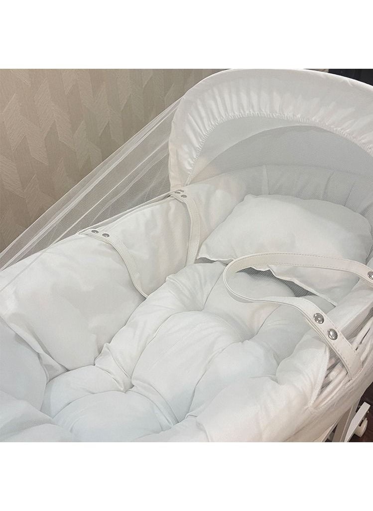 FUN MOMENT - Moses Basket Cradle with Rocking Stand White - Image 1