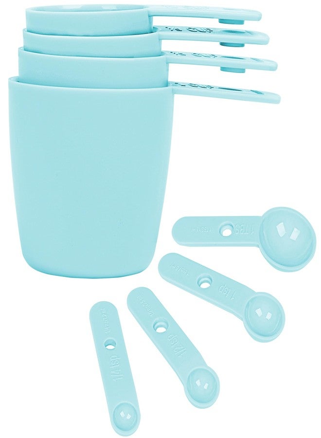 DOTINGHUX Measuring Cups and Spoons Set of 8, Kitchen Gadgets for Cooking & Baking (Light Turquoise) - Image 1