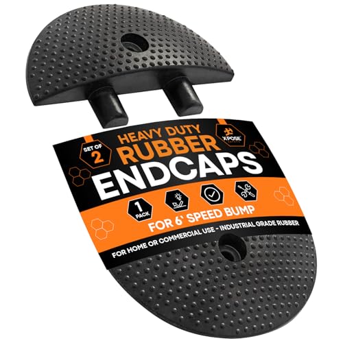 Xpose Safety Rubber End Caps for 6 Ft Speed Bumps (Set of 2) – Modular Interlocking Accessories for Driveways, Roads, and Parking Lots - Image 1