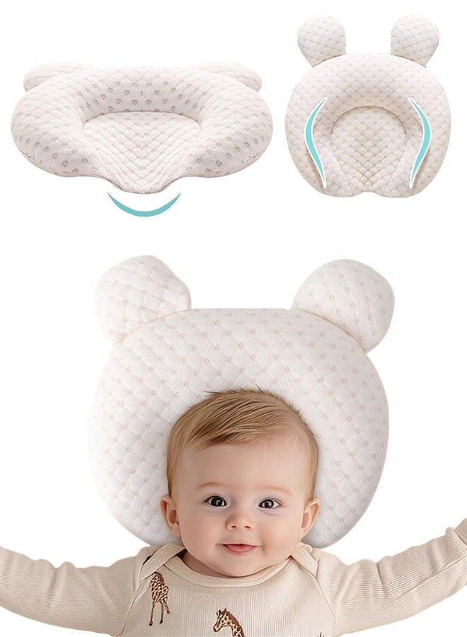 Sharpdo Head Shaping Pillow for Newborn Baby Cartoon Soft Memory Foam Cushion with Washable 100% Cotton Cover Nursing Pillow for Baby Beige - Image 1