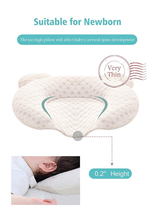 Sharpdo Head Shaping Pillow for Newborn Baby Cartoon Soft Memory Foam Cushion with Washable 100% Cotton Cover Nursing Pillow for Baby Beige - Image 3