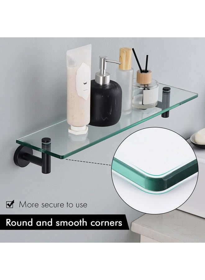Kes Bathroom Glass Shelf with 8 MM-Thick Tempered Glass and SUS 304 Stainless Steel Matte Black Brackets 20-Inch Rectangular Rustproof Storage Organizer Wall Mount, A2021-BK - Image 4