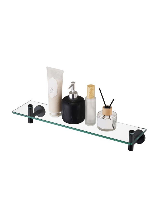 Kes Bathroom Glass Shelf with 8 MM-Thick Tempered Glass and SUS 304 Stainless Steel Matte Black Brackets 20-Inch Rectangular Rustproof Storage Organizer Wall Mount, A2021-BK - Image 1
