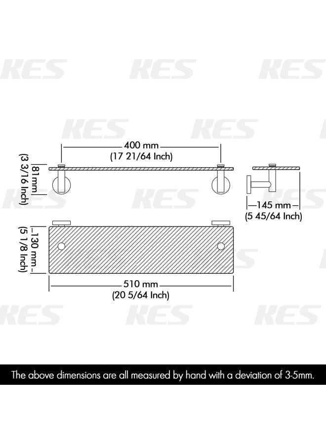 Kes Bathroom Glass Shelf with 8 MM-Thick Tempered Glass and SUS 304 Stainless Steel Matte Black Brackets 20-Inch Rectangular Rustproof Storage Organizer Wall Mount, A2021-BK - Image 2