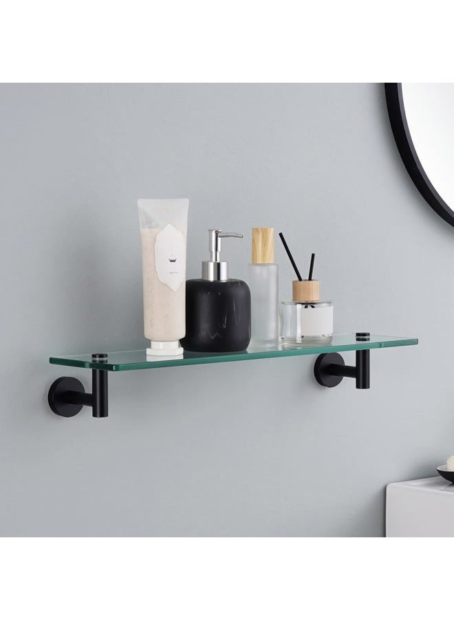 Kes Bathroom Glass Shelf with 8 MM-Thick Tempered Glass and SUS 304 Stainless Steel Matte Black Brackets 20-Inch Rectangular Rustproof Storage Organizer Wall Mount, A2021-BK - Image 3