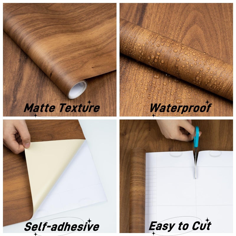 Decoroom Wood Contact Paper With Tools, Peel and Stick Wallpaper Thicken for Countertops, Vintage Wood Grain Wallpaper Waterproof, Natural Wood Sticker Self-Adhesive Removable Vinyl Film 15.7 in X 118 in - Image 2