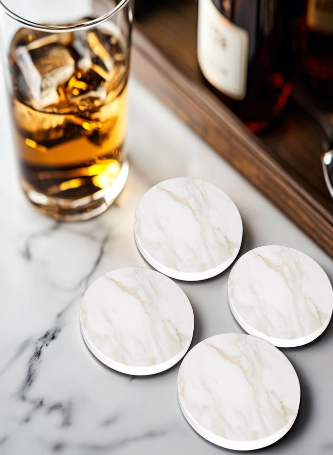 Dksyee White Marble Style Ceramic Coasters Set of 6 with Holder Modern Coffee Table Decor Drink Coaster Gifts Absorbent Stone Coasters for Rustic Farmhouse Bar - Image 5