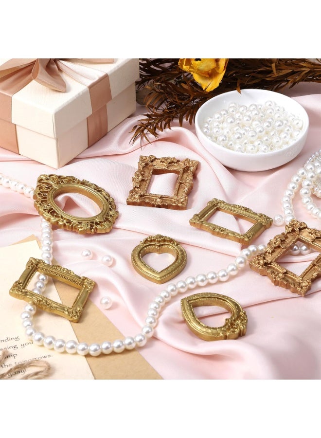 Arabest 8PCS Mini Gold Picture Frames Vintage Small Antique Resin Picture Frames Oval Rectangle Wall Hanging Display Table Frame for DIY Jewelry Christmas Holiday Party Hotel Decor - Image 4