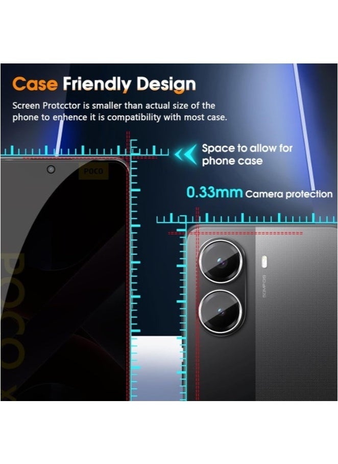 Raxoom Xiaomi Poco X7 Pro 5G Privacy Screen Protector â€“ 2-Pack Anti-Spy Tempered Glass with 9H Hardness & Oleophobic Coating â€“ Anti-Peep Screen Guard + 2 Camera Lens Protectors â€“ Full HD Clarity, Easy Installation, Case Friendly, Scratch & Shatter Resistan - Image 5