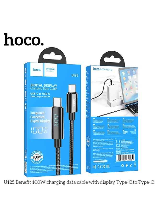 U125 Benefit 100W charging data cable with display Type-C to Type-C