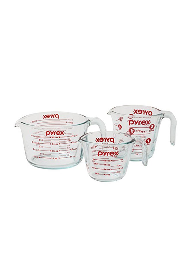 3-Piece Glass Measuring Cup Clear 200grams