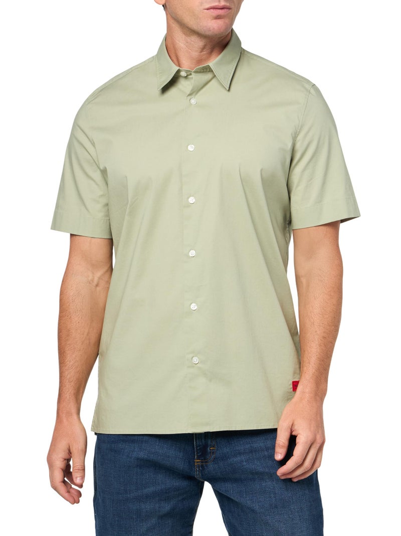 HUGO Short Sleeve Button Down Shirt Green Tea XL