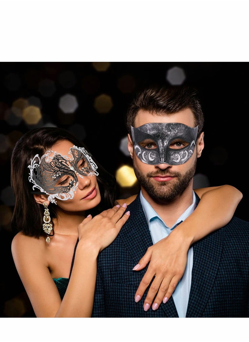KASTWAVE - Couple Mask Half Venetian Masquerade Ball Mask Mardi Gras Mask - Image 1