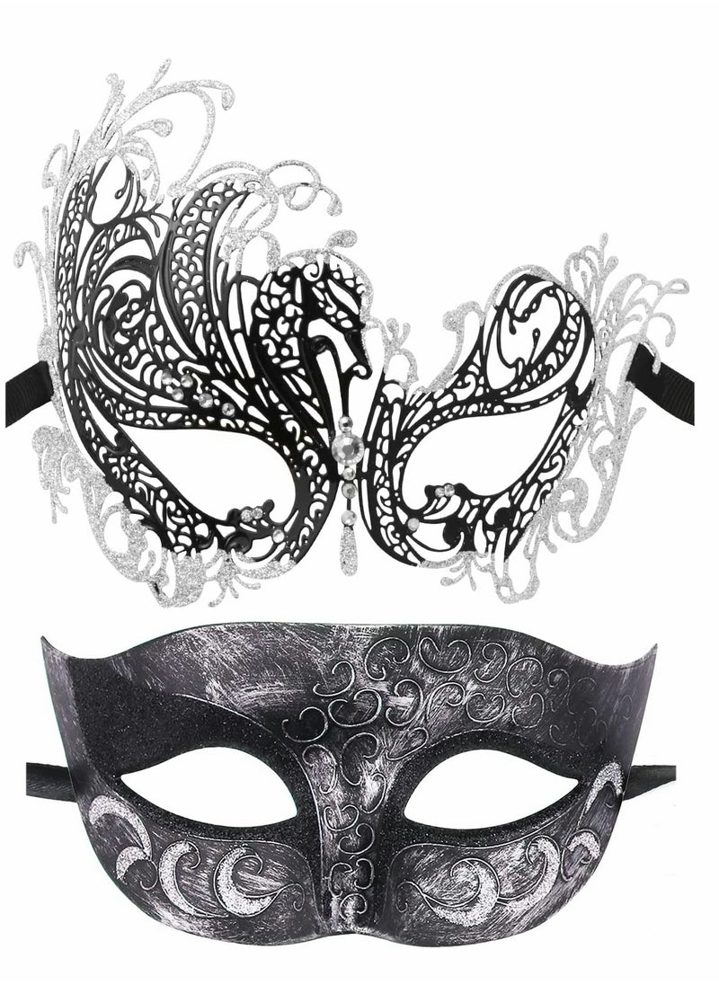 KASTWAVE - Couple Mask Half Venetian Masquerade Ball Mask Mardi Gras Mask - Image 1