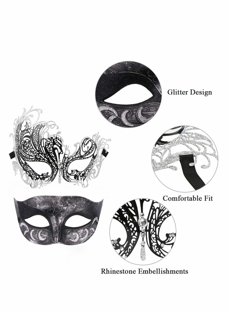 KASTWAVE - Couple Mask Half Venetian Masquerade Ball Mask Mardi Gras Mask - Image 1