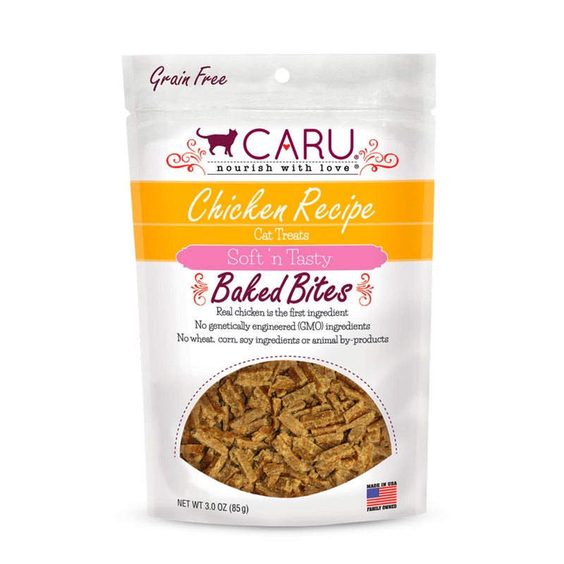 CARU - Soft â€˜n Tasty Baked Bites - Chicken Bites Cat Treats - Flavorful All-Natural Treats - 3 oz. - Image 1