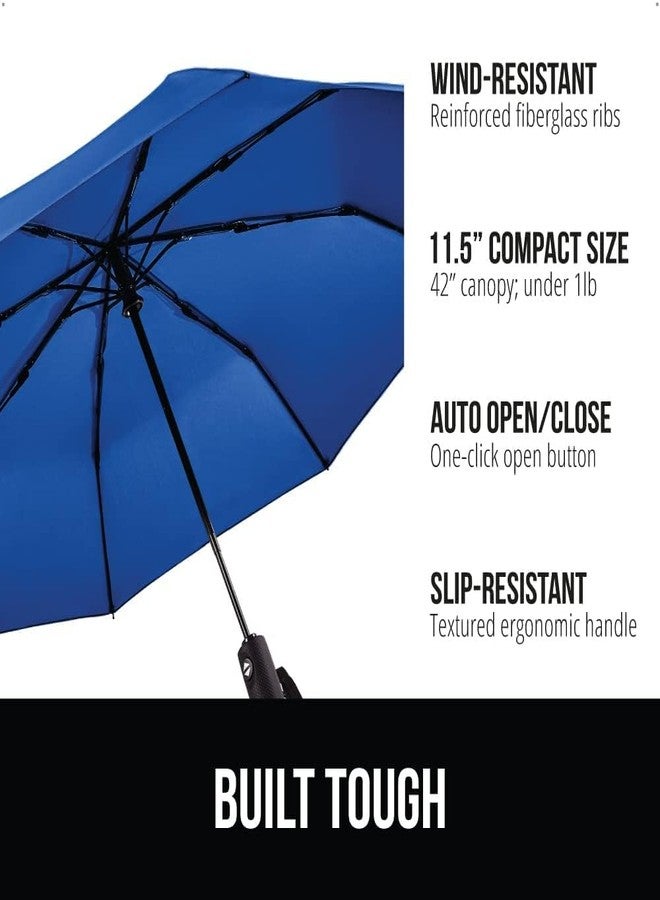 TUMELLA Travel Umbrella Windproof Automatic Umbrella, Large Size, Blue, For Men, Women, Rain, Auto Open Button, Fibreglass Handle, Polyester Nylon Canopy, Rotational Tilt - Image 3