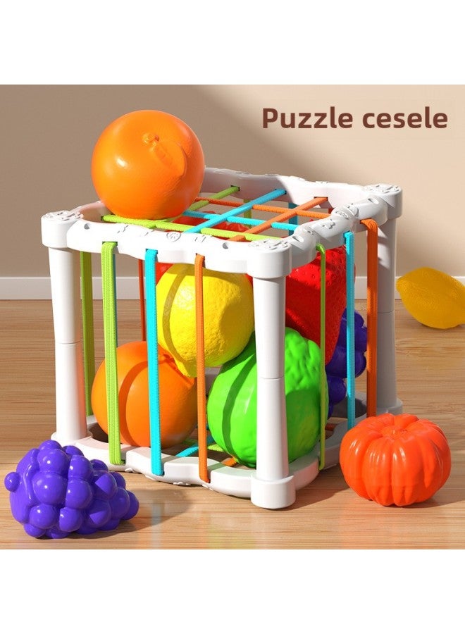 Touch Ball Children's Toy Fruit Touch Ball Baby Hand Grip Training Baby Can Bite Plug Sele-Specifications:yss005-1C  + HFD013-2 Blue ]