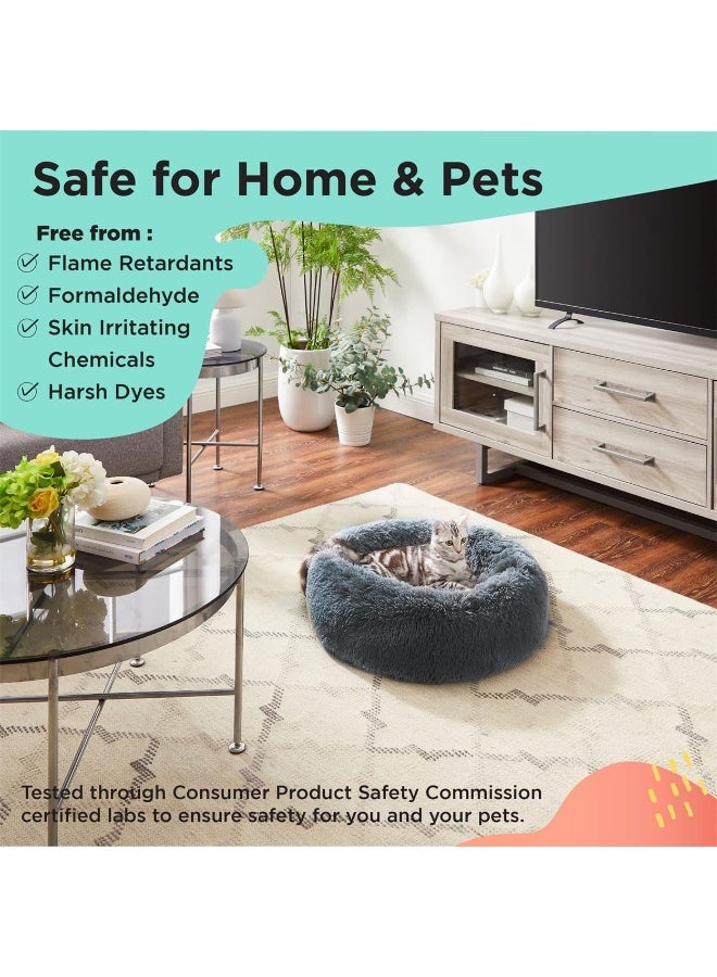 هوميفاي سرير قطط دائري ناعم من الفلانيل، 40x40 سم، قابل للغسل في الغسالة، بيت قطط وكلاب على شكل دونات، مقاوم للماء والإنزلاق، قاعدة ناعمة، تدفئة ذاتية للحيوانات الأليفة للقطط الداخلية - Image 3