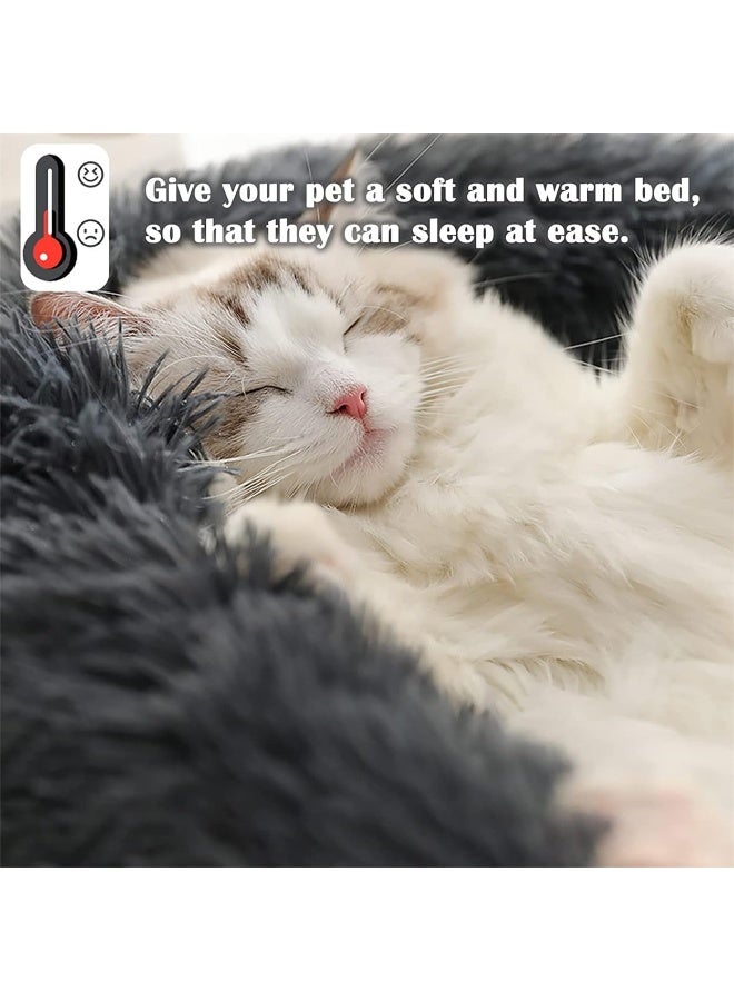 Homify Soft Plush Round Cat Bed, 40x40CM Machine Washable Donut Puppy Beds, Waterproof & Slip Resistant Bottom, Fluffy Self Warming Pet Bed for Indoor Cats - Image 2