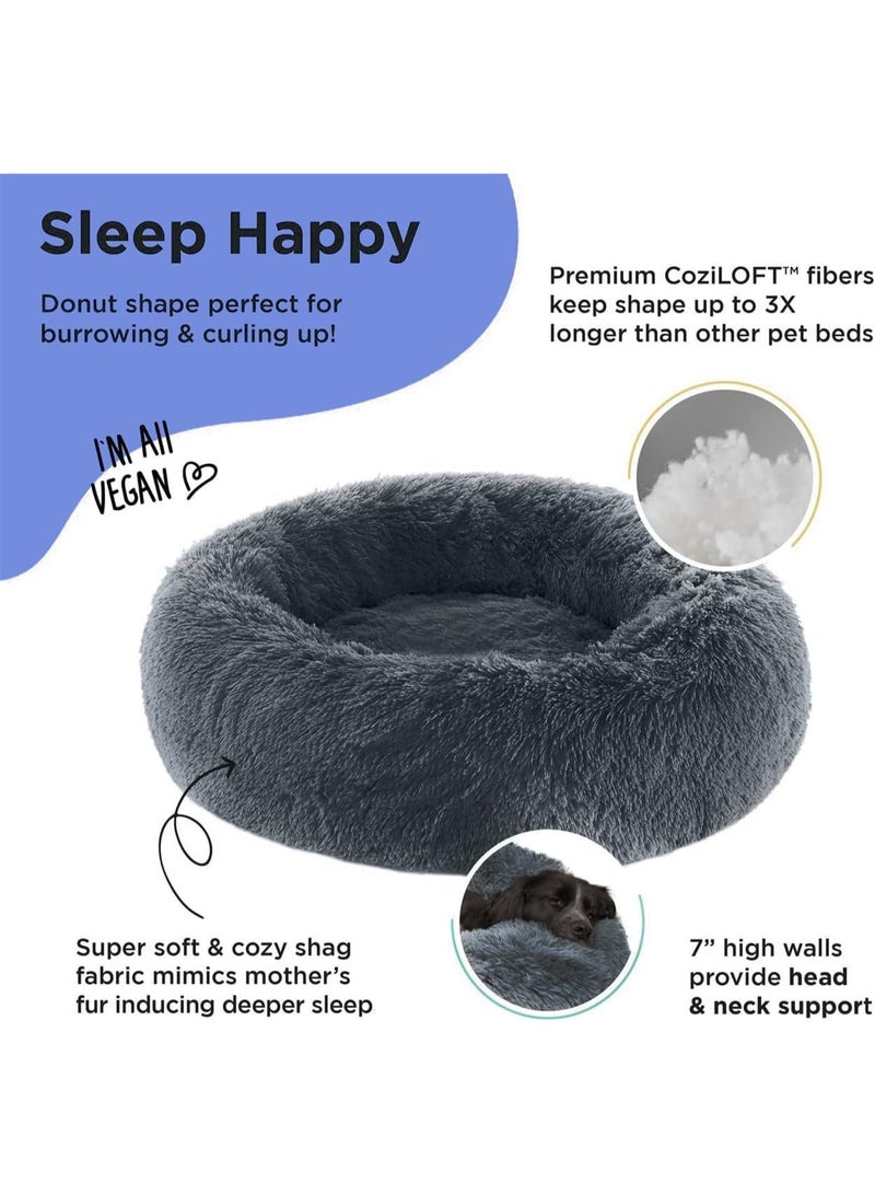 Homify Soft Plush Round Cat Bed, 40x40CM Machine Washable Donut Puppy Beds, Waterproof & Slip Resistant Bottom, Fluffy Self Warming Pet Bed for Indoor Cats - Image 5
