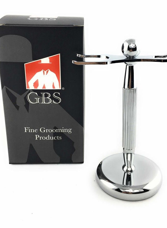 G.B.S Brush and Razor Stand - Lined Chrome Shaving Stand – Stylish and Unbreakable Stand Best for Your Bathroom Everyday Grooming - Image 1