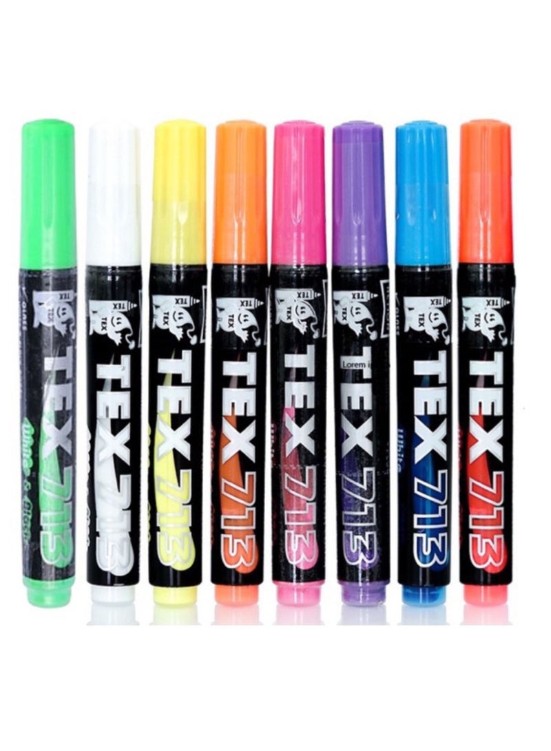 Tex White and Black Board Marker Tex713 Pack of 8 Multicolors - Image 1