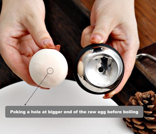 ChaLeeMoo Egg Piercer for Raw Eggs, Stainless Steel Egg Poker for Boiling Eggs, Great Eggshell Peeler Tool to Get Good Hard Boiled Eggs, Egg Hole Puncher Pricker with Retractable Pin, Black - Image 3