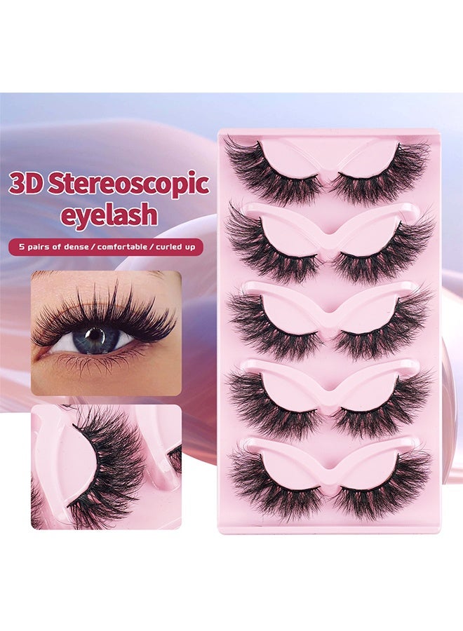 Cat Eye Lashes that Look Like Extensions Fluffy Faux Mink Lashes Wispy Lashes Natural Look 5 Pairs Fake Eyelashes Pack (Cat Eye) - Image 2