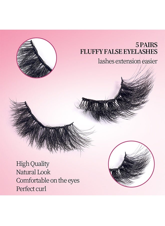 Cat Eye Lashes that Look Like Extensions Fluffy Faux Mink Lashes Wispy Lashes Natural Look 5 Pairs Fake Eyelashes Pack (Cat Eye) - Image 4