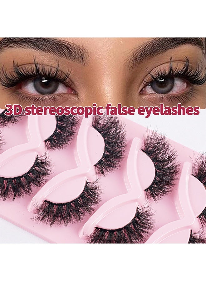 Cat Eye Lashes that Look Like Extensions Fluffy Faux Mink Lashes Wispy Lashes Natural Look 5 Pairs Fake Eyelashes Pack (Cat Eye) - Image 1